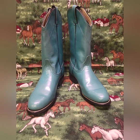 Laredo Teal Heeled Boots - Picture 3 of 15